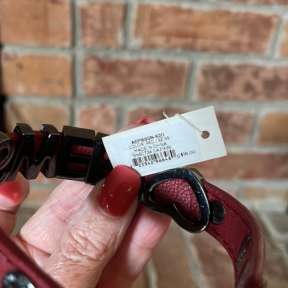 NWT BCBGeneration Red Leather & Metal "SWEET" Bracelet - Picture 5 of 5
